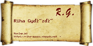 Riha Győző névjegykártya